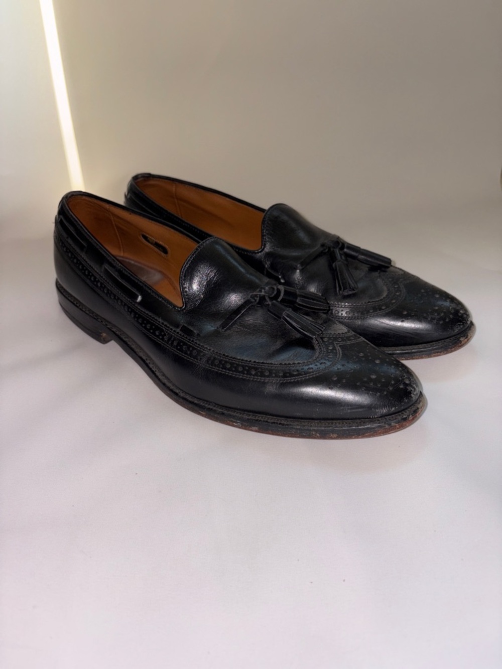 Allen Edmonds Manchester Black‎ Leather Tassel Wingtip Loafers Size 11.5